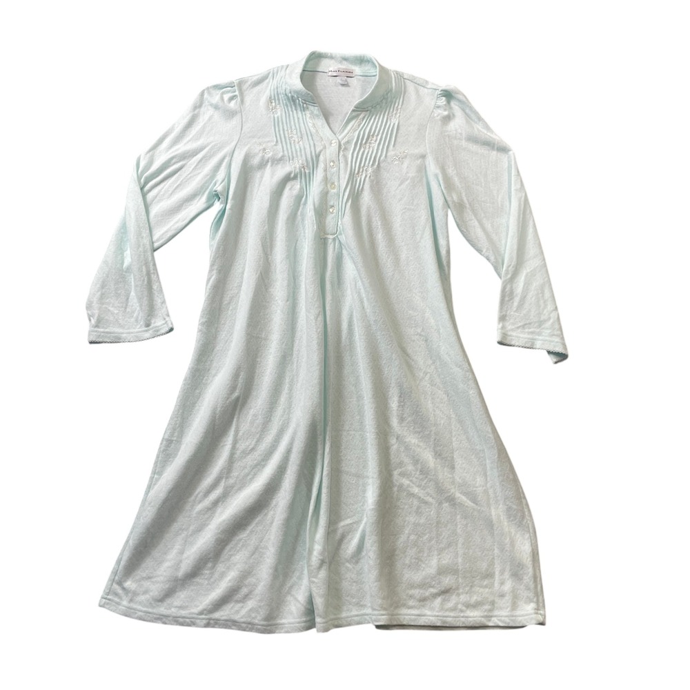 Miss Elaine Large Nightgown Seafoam Green Polyester Blend Embroidered 3/4 Sleev